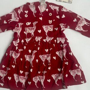 NWT Kate Quinn 3–6M Baby Girl Dress Red Llama & Hearts Modal
